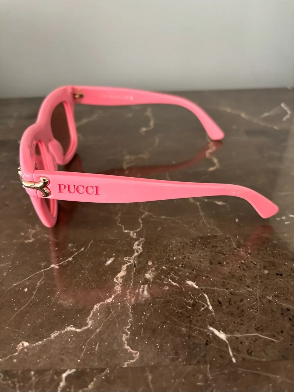 Emilio Pucci Bubblegum Pink Sunglasses with Gold Accents